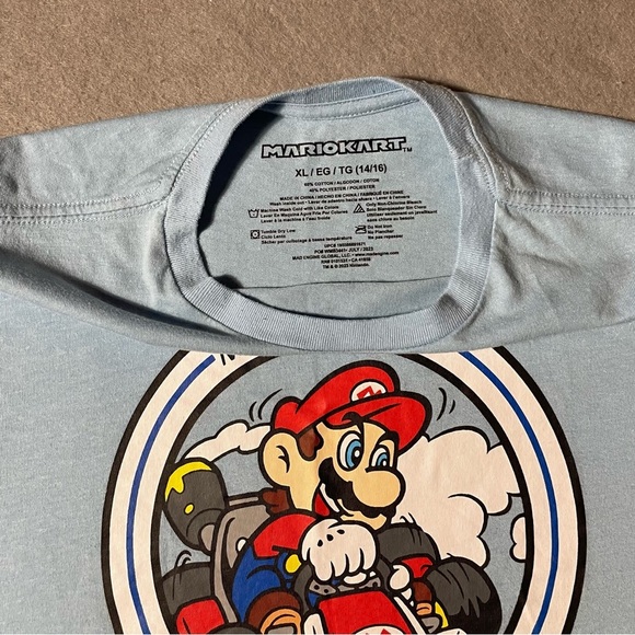Mario Kart Women’s T-Shirt Blue Size XL (14/16) - Picture 2 of 6
